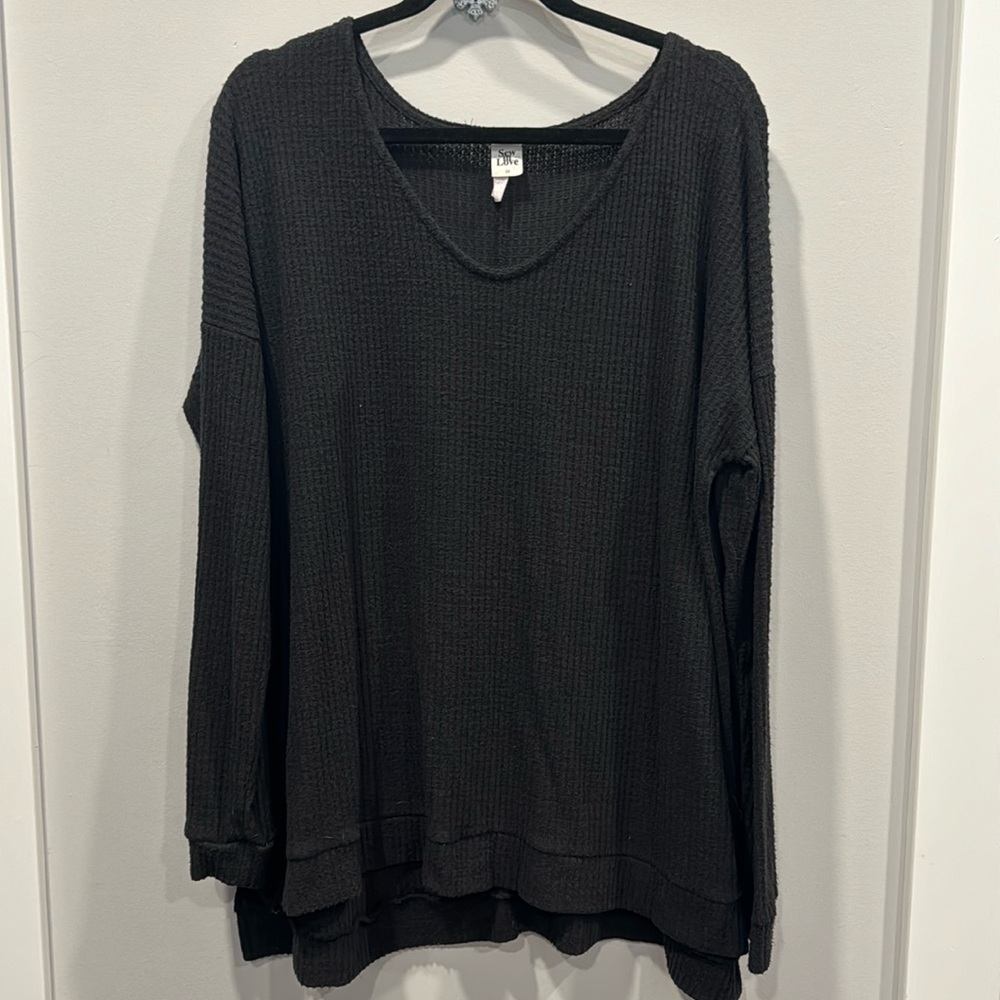Sew in Love Long Sleeve Vneck Waffle Knit
